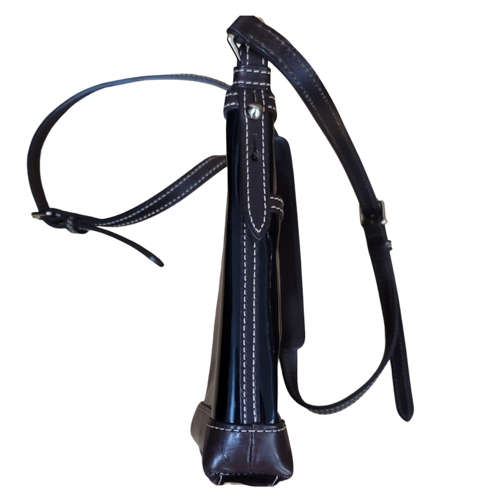 Dooney And Bourke Black Brown Patent Leather Crossbody - Picture 7 of 16